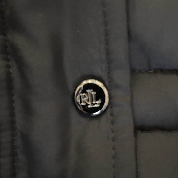 Women’s M Lauren Ralph Lauren Designer Black Puffer Jacket with Faux Fur - Picture 8 of 17